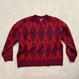 Vince Camuto Red Argyle Crewneck Sweater